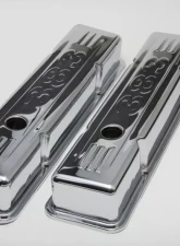 Trans-Dapt Performance 383 Logo Valve Covers; Short; 1958-86 SB Chevy 238-400; Baffled-CHROME                                     - 9857 - Image 2