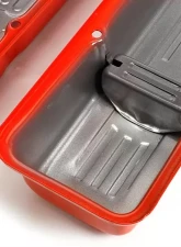 Trans-Dapt Performance 383 LOGO VALVE COVERS; SHORT; 1958-86 SBC 238-400; BAFFLED- CHEVY ORANGE                                     - 9860 - Image 2
