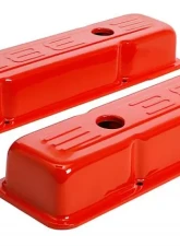 Trans-Dapt Performance 383 LOGO VALVE COVERS; SHORT; 1958-86 SBC 238-400; BAFFLED- CHEVY ORANGE                                     - 9860 - Image 4