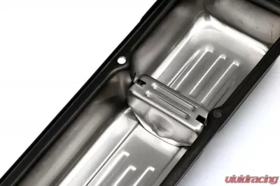 Trans-Dapt Performance 383 LOGO VALVE COVERS; SHORT; 1958-86 SBC 238-400; BAFFLED- ASPHALT BLACK - 9862