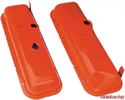 Trans-Dapt Performance O.E.-STYLE Valve Covers; Short; 65-72 BB Chevy (recess corner)-CHEVY ORANGE Chevrolet - 9918