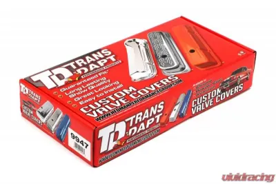 Trans-Dapt Performance CHEVY 327 LOGO TALL ORANGE POWDER COATED VALVE COVERS - 9947