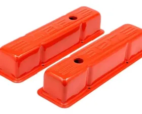 Trans-Dapt Performance CHEVY 327 LOGO TALL ORANGE POWDER COATED VALVE COVERS