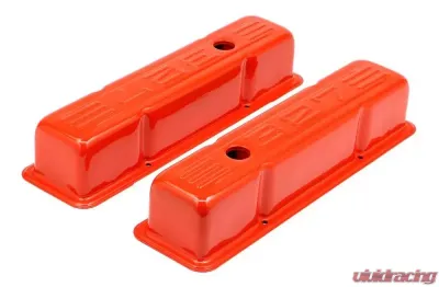 Trans-Dapt Performance CHEVY 327 LOGO TALL ORANGE POWDER COATED VALVE COVERS - 9947