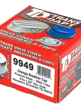 Trans-Dapt Performance PUSH-IN Breather Cap w/TUBE & Grommet; 2-3/4 in. Overall Diameter- CHEVY ORANGE                                     - 9949 - Image 3
