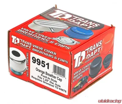 Trans-Dapt Performance PUSH-IN Breather Cap Only (no Grommet); 2-3/4 in. Overall Diameter- CHEVY ORANGE - 9951