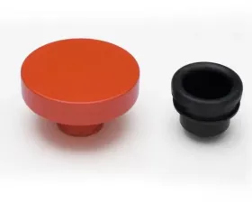 Trans-Dapt Performance PUSH-IN Style Oil Cap; 1-1/4 in. Neck- CHEVY ORANGE Powder Coated (ALUMINUM)