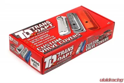 Trans-Dapt Performance CHEVY 327 LOGO SHORT ORANGE POWDER COATED VALVE COVERS - 9956
