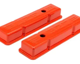 Trans-Dapt Performance CHEVY 327 LOGO SHORT ORANGE POWDER COATED VALVE COVERS