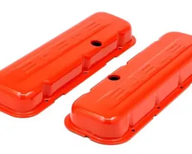 Trans-Dapt Performance CHEVY 454 LOGO SHORT ORANGE POWDER COATED VALVE COVERS
