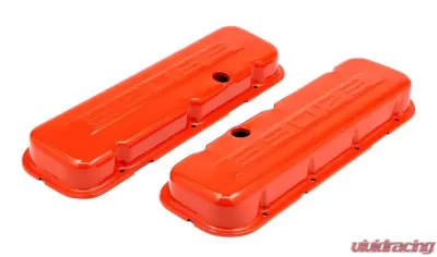 Trans-Dapt Performance CHEVY 502 LOGO SHORT ORANGE POWDER COATED VALVE COVERS - 9962