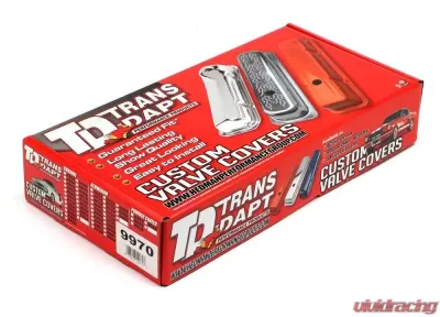 Trans-Dapt Performance CHEVY 283-400 SHORT ORANGE POWDER COATED VALVE COVERS- NO BAFFLES - 9970