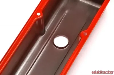 Trans-Dapt Performance CHEVY 283-400 SHORT ORANGE POWDER COATED VALVE COVERS- NO BAFFLES - 9970