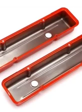 Trans-Dapt Performance CHEVY 283-400 SHORT ORANGE POWDER COATED VALVE COVERS- NO BAFFLES                                     - 9970 - Image 3
