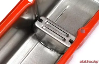 Trans-Dapt Performance CHEVY 283-400 TALL ORANGE POWDER COATED BAFFLED VALVE COVERS - 9971