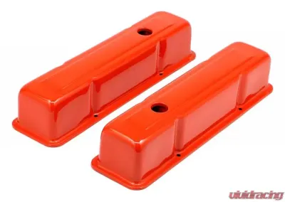 Trans-Dapt Performance CHEVY 283-400 TALL ORANGE POWDER COATED BAFFLED VALVE COVERS - 9971