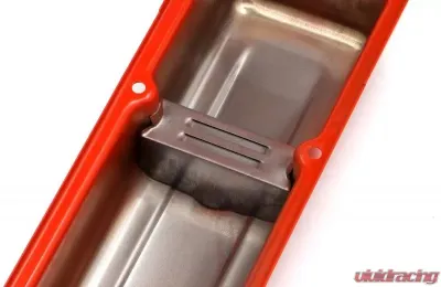 Trans-Dapt Performance CHEVY 283-400 SHORT ORANGE POWDER COATED VALVE COVERS- BAFFLED - 9979