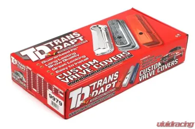 Trans-Dapt Performance CHEVY 283-400 SHORT ORANGE POWDER COATED VALVE COVERS- BAFFLED - 9979