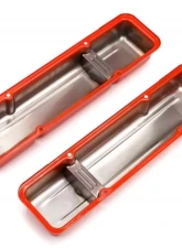 Trans-Dapt Performance CHEVY 283-400 SHORT ORANGE POWDER COATED VALVE COVERS- BAFFLED                                     - 9979 - Image 3