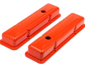 Trans-Dapt Performance CHEVY 283-400 SHORT ORANGE POWDER COATED VALVE COVERS- BAFFLED