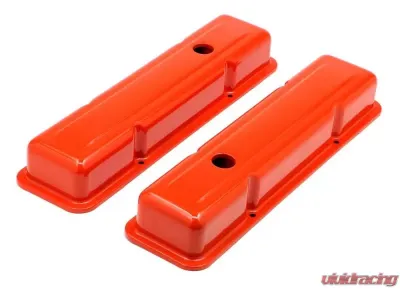 Trans-Dapt Performance CHEVY 283-400 SHORT ORANGE POWDER COATED VALVE COVERS- BAFFLED - 9979