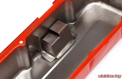 Trans-Dapt Performance CHEVY 396-502 TALL ORANGE POWDER COATED BAFFLED VALVE COVERS - 9997
