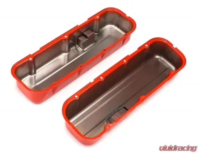 Trans-Dapt Performance CHEVY 396-502 TALL ORANGE POWDER COATED BAFFLED VALVE COVERS - 9997