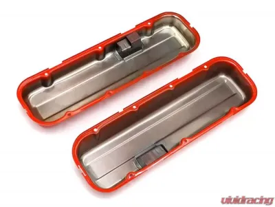 Trans-Dapt Performance CHEVY 396-502 SHORT ORANGE POWDER COATED BAFFLED VALVE COVERS - 9998
