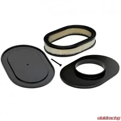 Trans-Dapt Performance 8-3/8 X 12 IN. OVAL ALUMINUM AIR CLEANER SET; PINSTRIPE MILLED- BLACK FINISH - 7460
