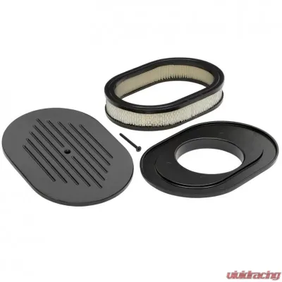 Trans-Dapt Performance 8-3/8 X 12 IN. OVAL ALUMINUM AIR CLEANER SET; PINSTRIPE MILLED- BLACK FINISH - 7460