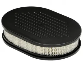 Trans-Dapt Performance 8-3/8 X 12 IN. OVAL ALUMINUM AIR CLEANER SET; PINSTRIPE MILLED- BLACK FINISH