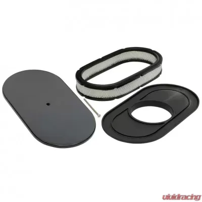 Trans-Dapt Performance 8-3/8 X 15 IN. OVAL ALUMINUM AIR CLEANER SET; PLAIN- BLACK FINISH - 7463