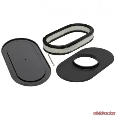 Trans-Dapt Performance 8-3/8 X 15 IN. OVAL ALUMINUM AIR CLEANER SET; PLAIN- BLACK FINISH - 7463