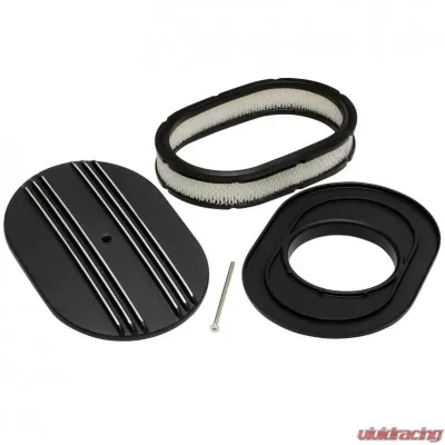 Trans-Dapt Performance 8-3/8 X 12 IN. OVAL, FINNED, CAST ALUMINUM AIR CLEANER SET- BLACK FINISH - 7466