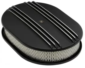 Trans-Dapt Performance 8-3/8 X 12 IN. OVAL, FINNED, CAST ALUMINUM AIR CLEANER SET- BLACK FINISH