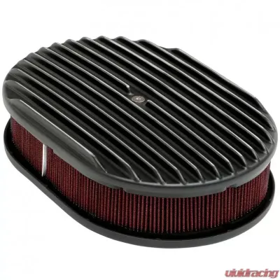 Trans-Dapt Performance 8-3/8 X 12 IN. OVAL, FULL-FINNED, CAST ALUMINUM AIR CLEANER SET- BLACK FINISH - 7467