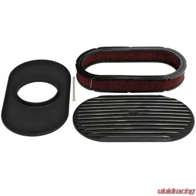 Trans-Dapt Performance 8-3/8 X 15 IN. OVAL, FINNED, CAST ALUMINUM AIR CLEANER SET- BLACK FINISH - 7468