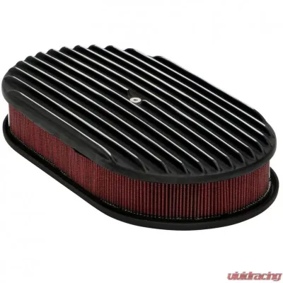 Trans-Dapt Performance 8-3/8 X 15 IN. OVAL, FINNED, CAST ALUMINUM AIR CLEANER SET- BLACK FINISH - 7468