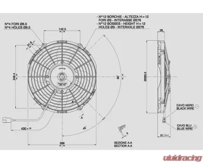 SPAL Electric Fan 802CFM | Puller Fan Design | Curved Style Blades - 30100435