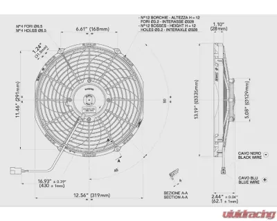 SPAL Electric Fan 1328 CFM | Puller Fan Design | Curved Style Blades - 30101522