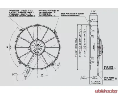 SPAL Electric Fan 1640 CFM | Pusher Fan Design | Straight Style Blades - 30102038