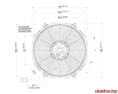 SPAL Electric Fan 1953CFM | Puller Fan Design | Paddle Style Blades - 30102803