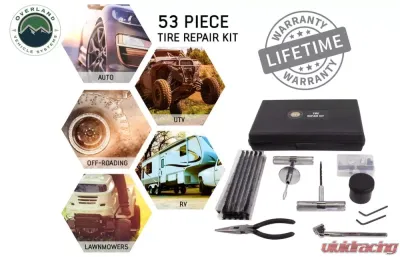 Overland Vehicle Systems Tire Plug Repair Kit 53 Piece Off Road for Truck Jeep RV Trailers - 12030001