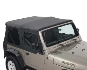 Overland Vehicle System Replacement Soft Top With Upper Doors Black Diamond Jeep Wrangler 1997-2006