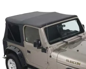 Overland Vehicle System Replacement Soft Top Without Upper Doors Black Diamond Jeep Wrangler 1997-2006