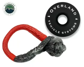 Overland Vehicle Systems 23 Inch Soft Shackle 5/8 Inch Diameter Combo Pack with Recovery Ring Black