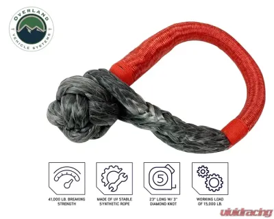 Overland Vehicle Systems 23 Inch Soft Shackle 5/8 Inch Diameter Combo Pack with Recovery Ring Black - 19-6580
