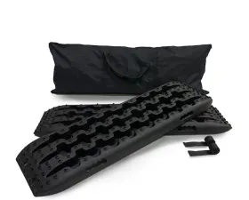 Overland Vehicle Systems Recovery Ramp with Pull Strap and Storage Bag, Black/Black