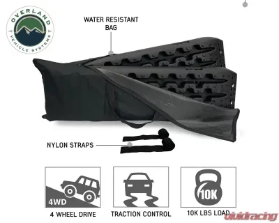 Overland Vehicle Systems Recovery Ramp with Pull Strap and Storage Bag, Black/Black - 19169910