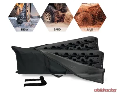 Overland Vehicle Systems Recovery Ramp with Pull Strap and Storage Bag, Black/Black - 19169910